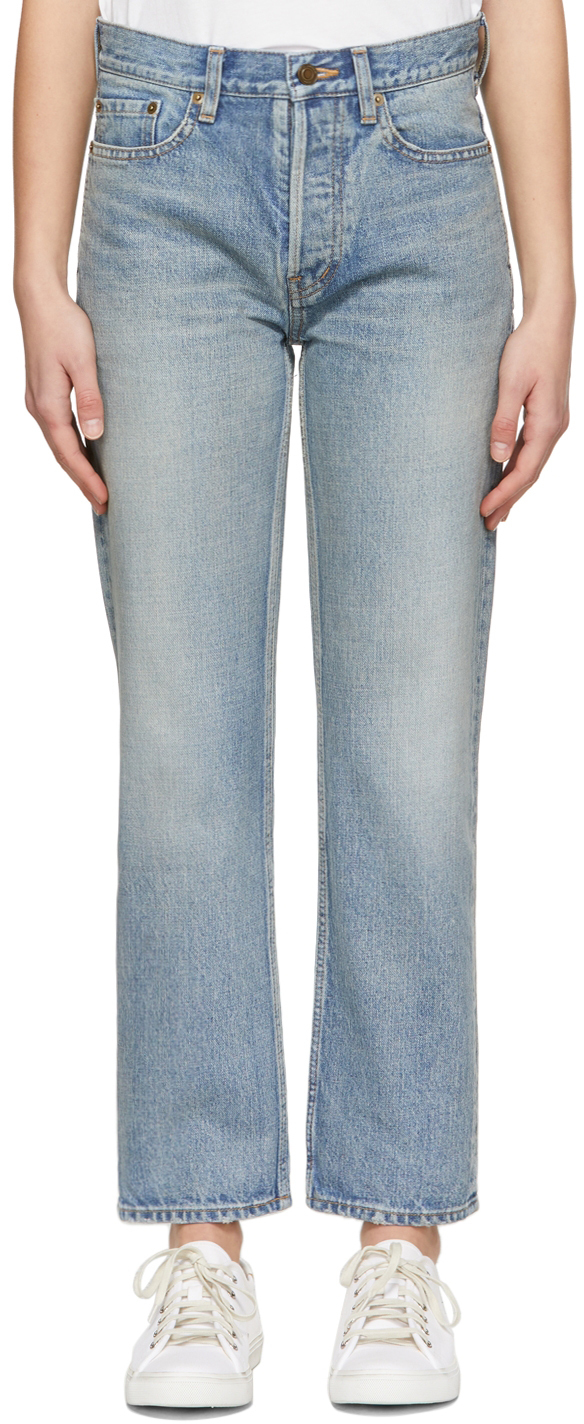 Saint Laurent: Blue 90's Cropped Jeans | SSENSE