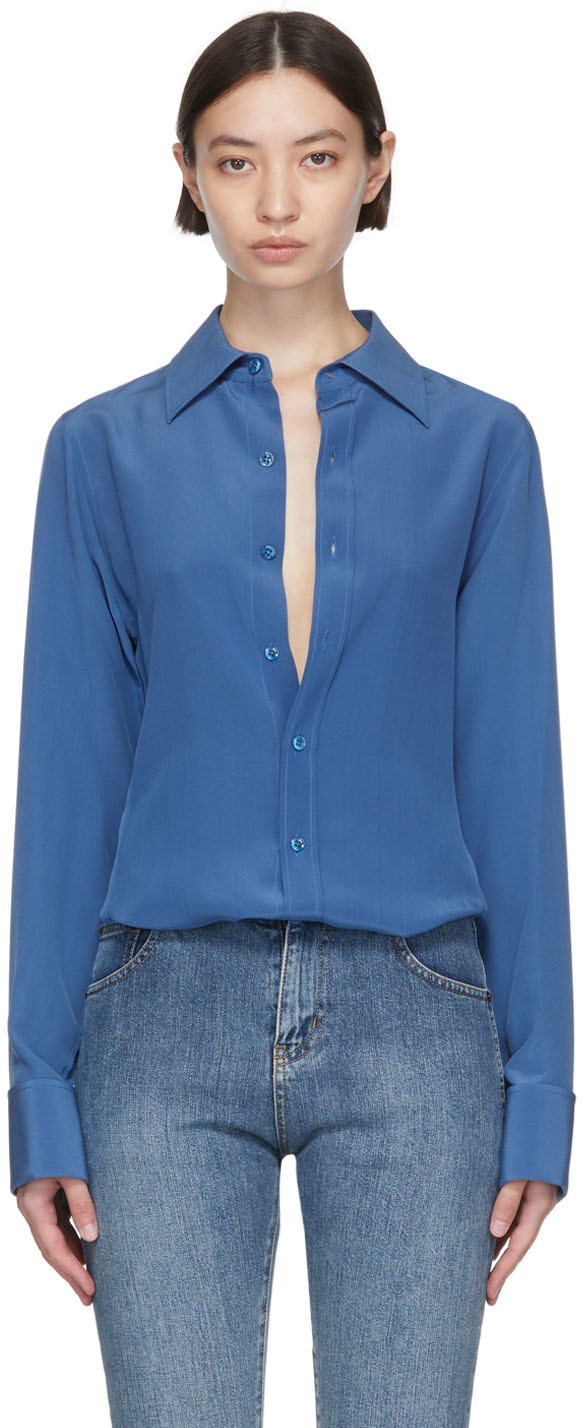 Saint Laurent Blue Silk Shirt