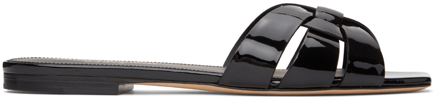 Saint Laurent Black Lauren Flat Sandals