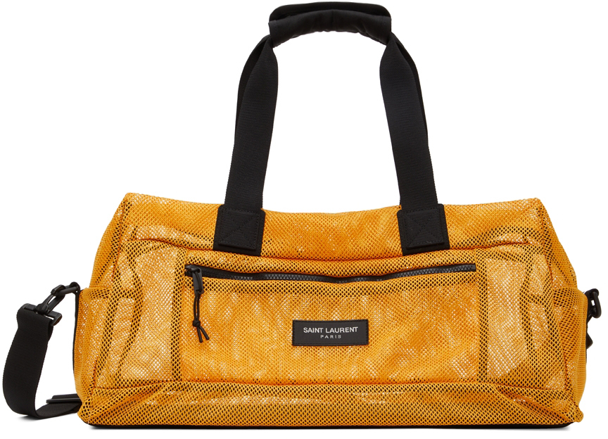 Saint Laurent Orange Mesh Duffle Bag In 7076 Dk Jaune