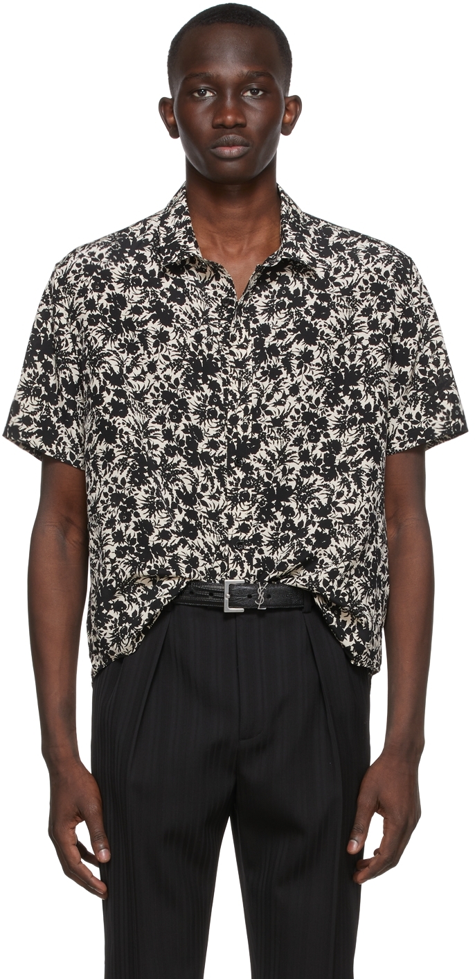 Saint Laurent: Black & Grey Floral Shirt | SSENSE Canada