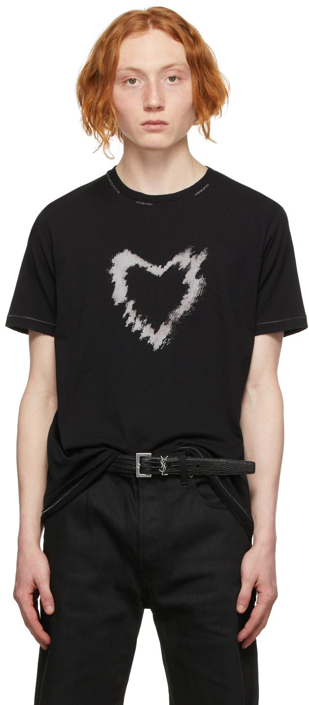 Saint Laurent Black SL Heart T-Shirt