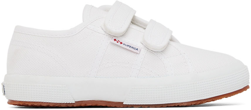 Superga Kids White Classic Velcro Sneakers In 002 White