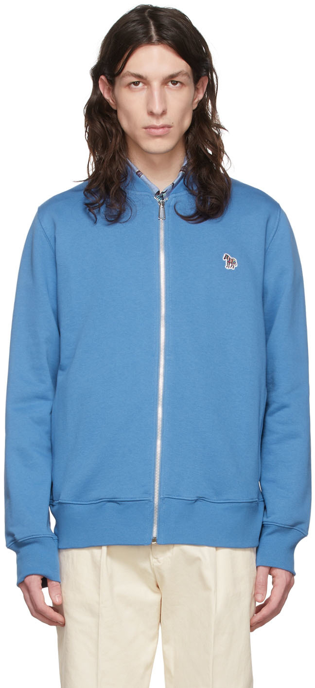 PS by Paul Smith Blue Organic Cotton Bomber Jacket