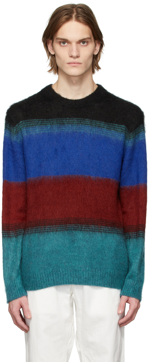 PS by Paul Smith: Blue Knit Stripe Sweater | SSENSE Canada