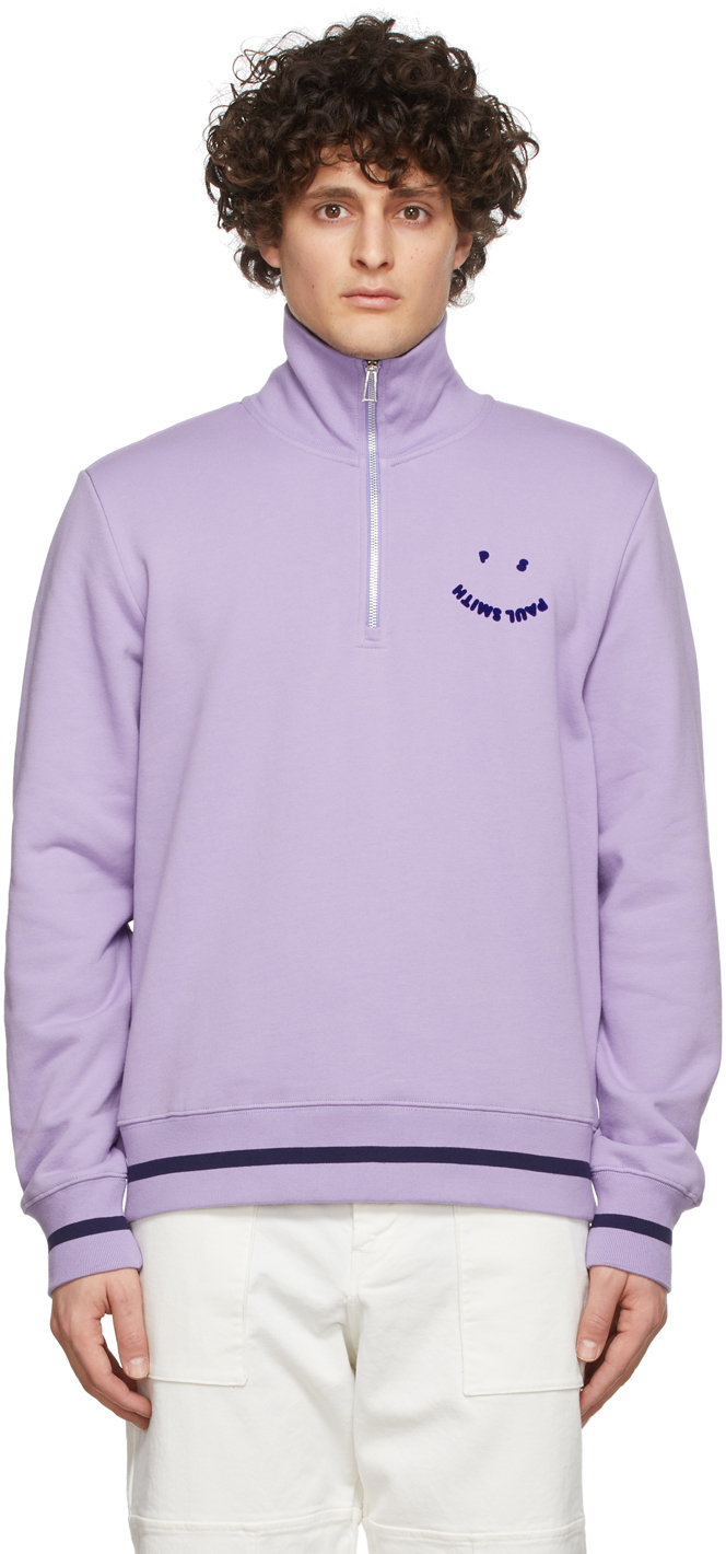 PS by Paul Smith Purple Happy Zip-Neck Sweatshirt