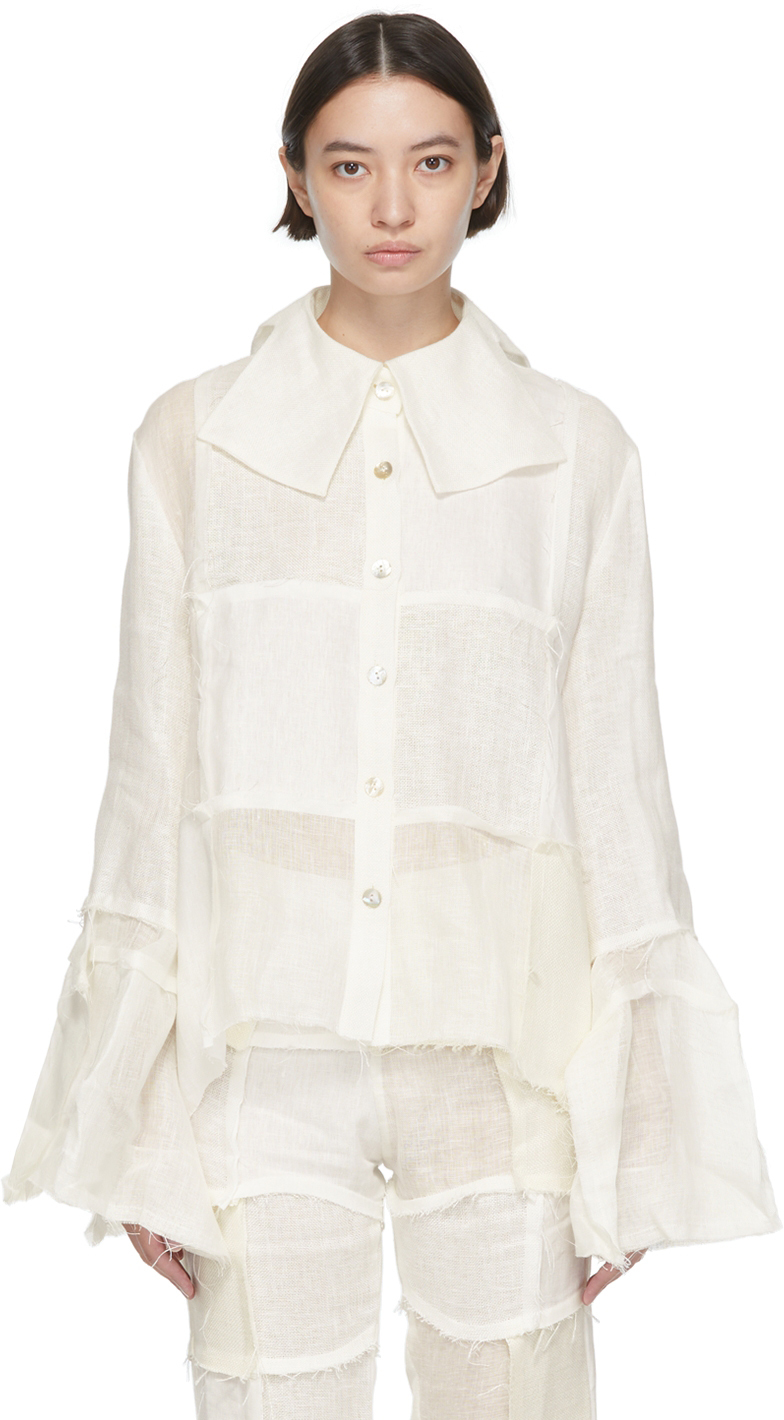 VeniceW: Off-White Linen Shirt | SSENSE