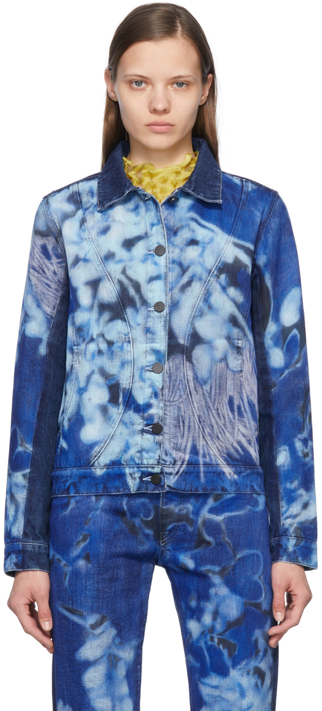 Blue Printed Denim Jacket