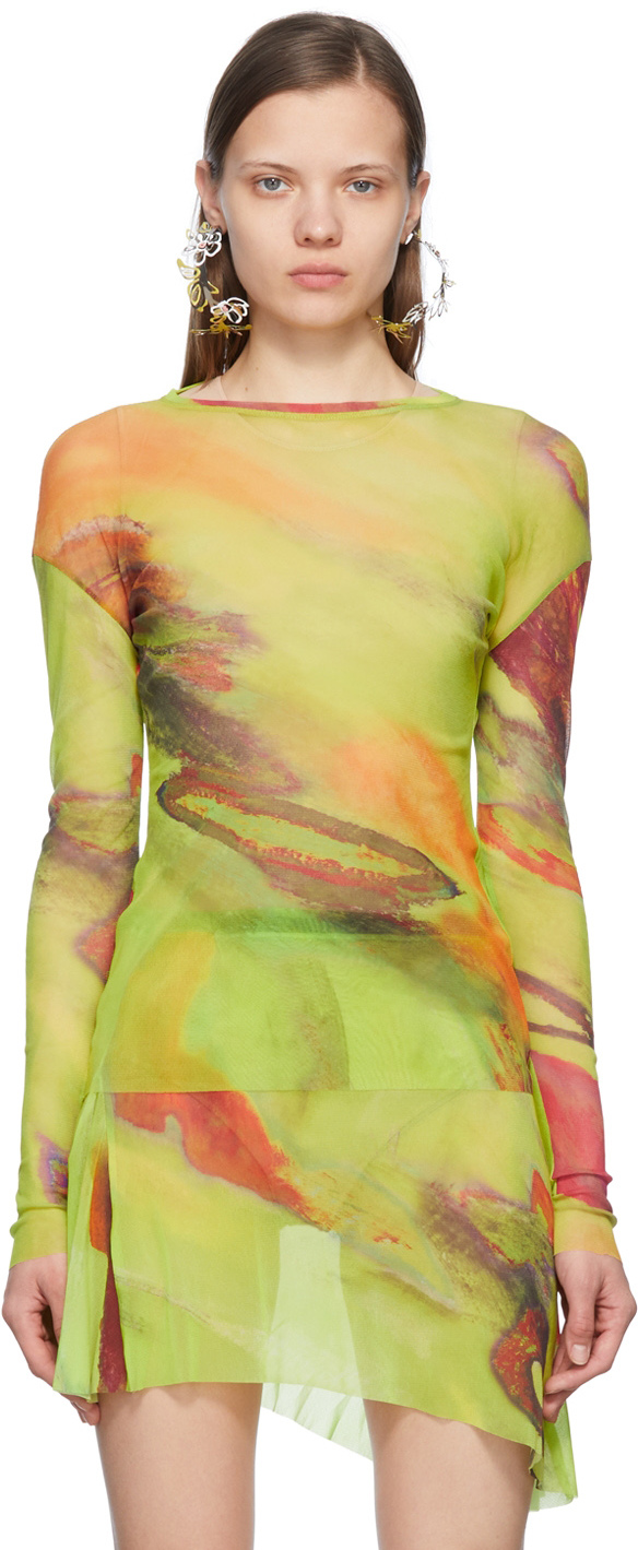 Paula Canovas Del Vas Green Nylon Mesh Shirt