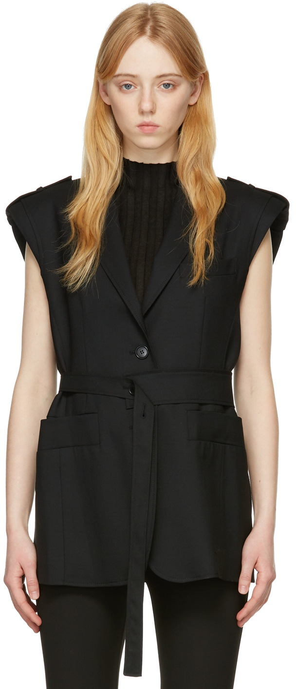 Black Wool Vest by LVIR on Sale