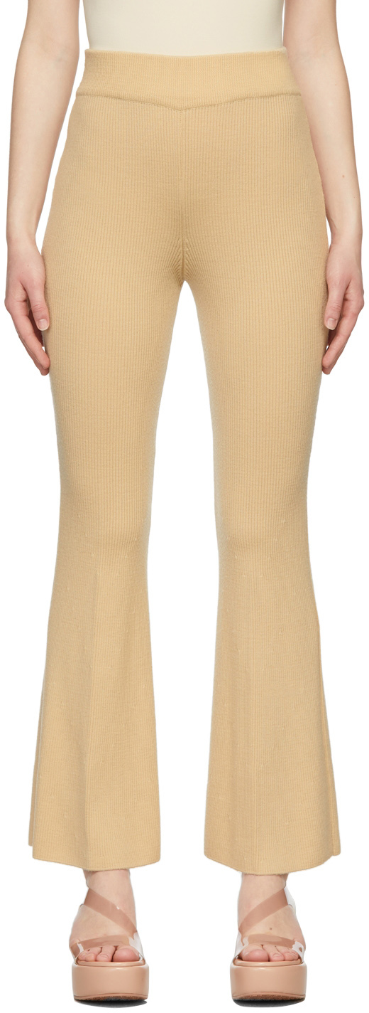 Beige Wool Knit Pants