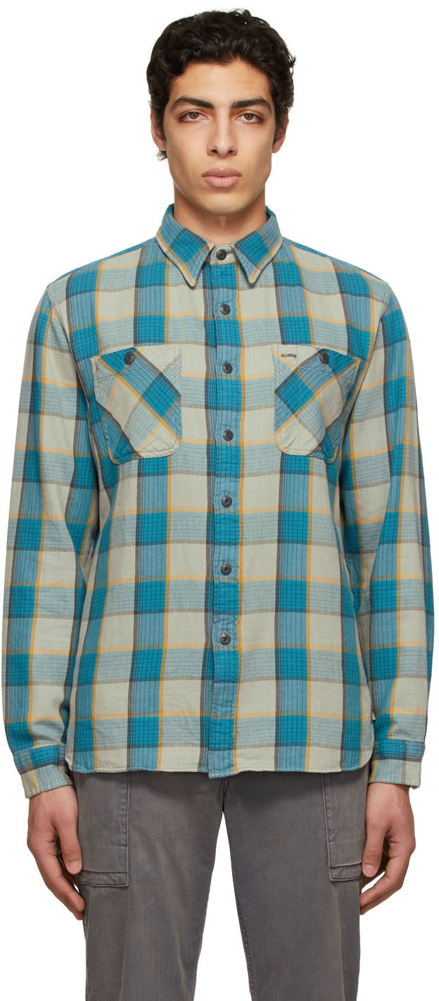 Rrl Blue \u0026 Yellow Check Shirt In Rl 486 