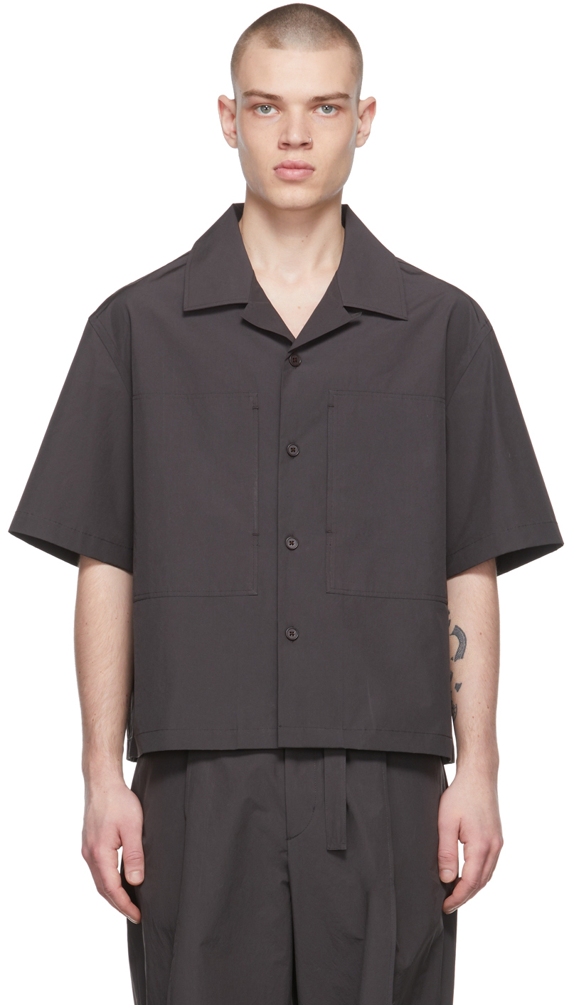 Grey Pocket Half Shirt by AMOMENTO on Sale
