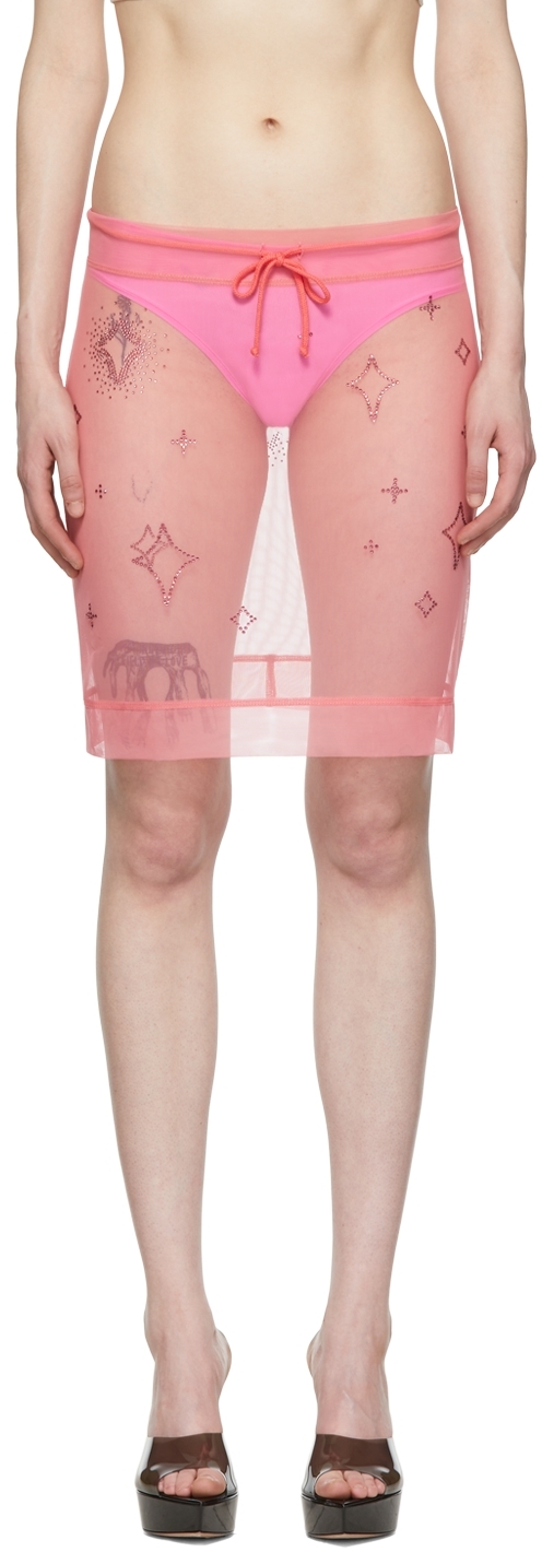 【関税込み】Saint Sintra ミニスカート Saint SintraのSSENSE 日本限定 ピンク Starburst ミニスカート