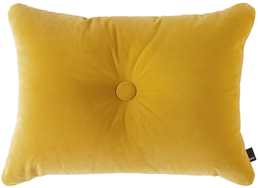 Shop Hay Yellow Velvet Dot Cushion