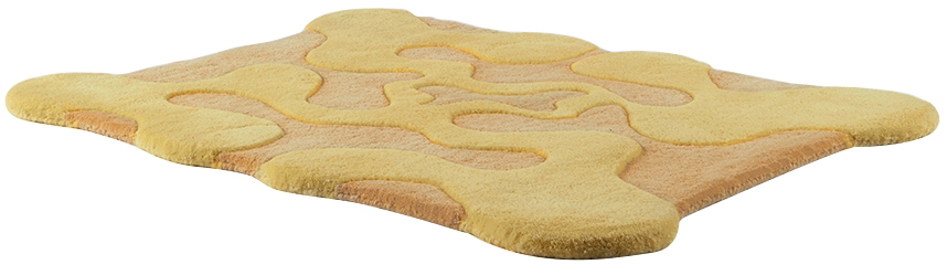 Mush Studios Beige & Yellow Small Oops Rug In Electric Yellow