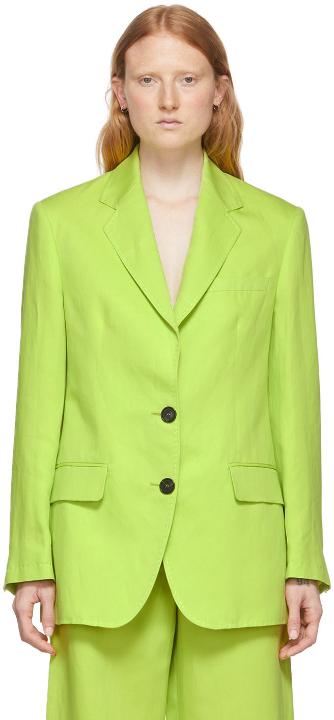 MSGM Green Linen Blazer