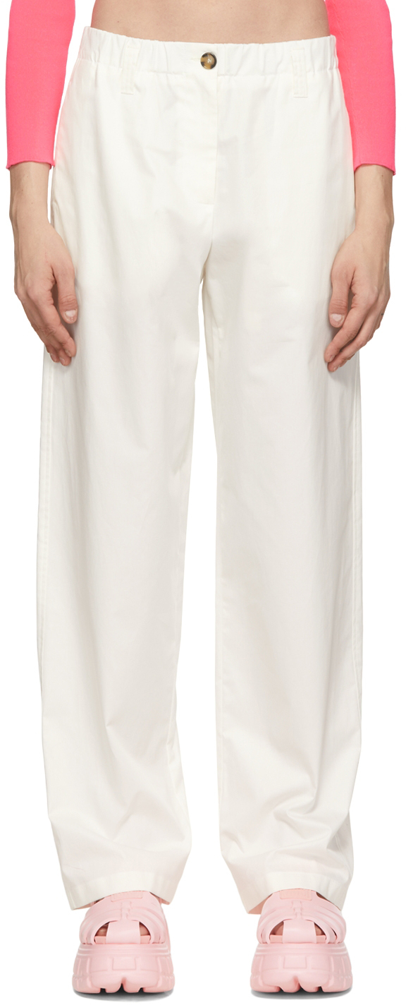 MSGM Off-White Cotton Trousers