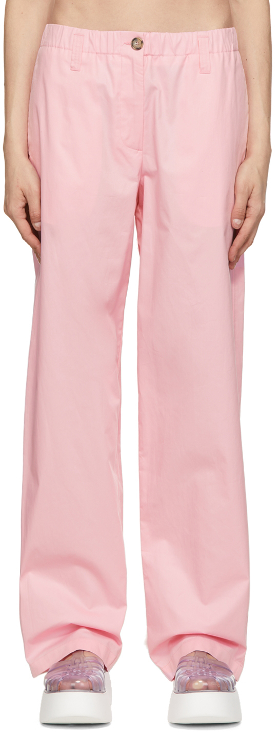 Msgm Pink Cotton Trousers In 11 Ortensia