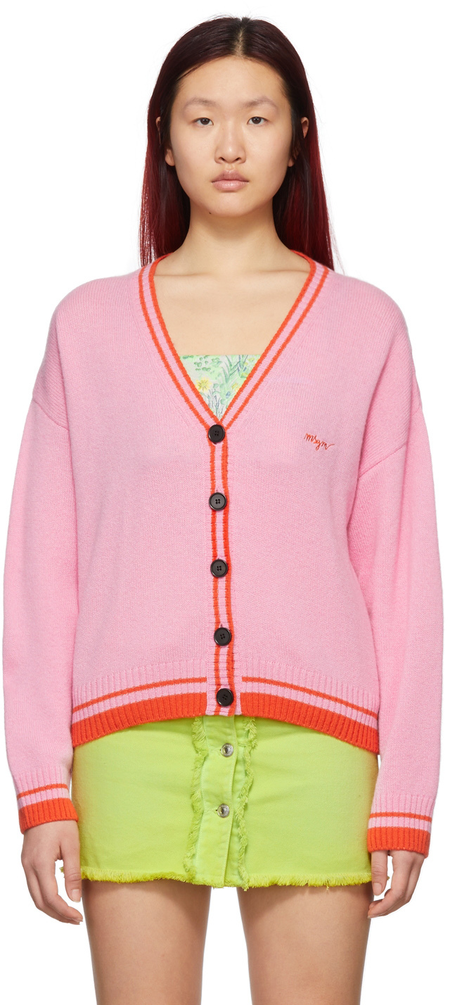 pink wool cardigan