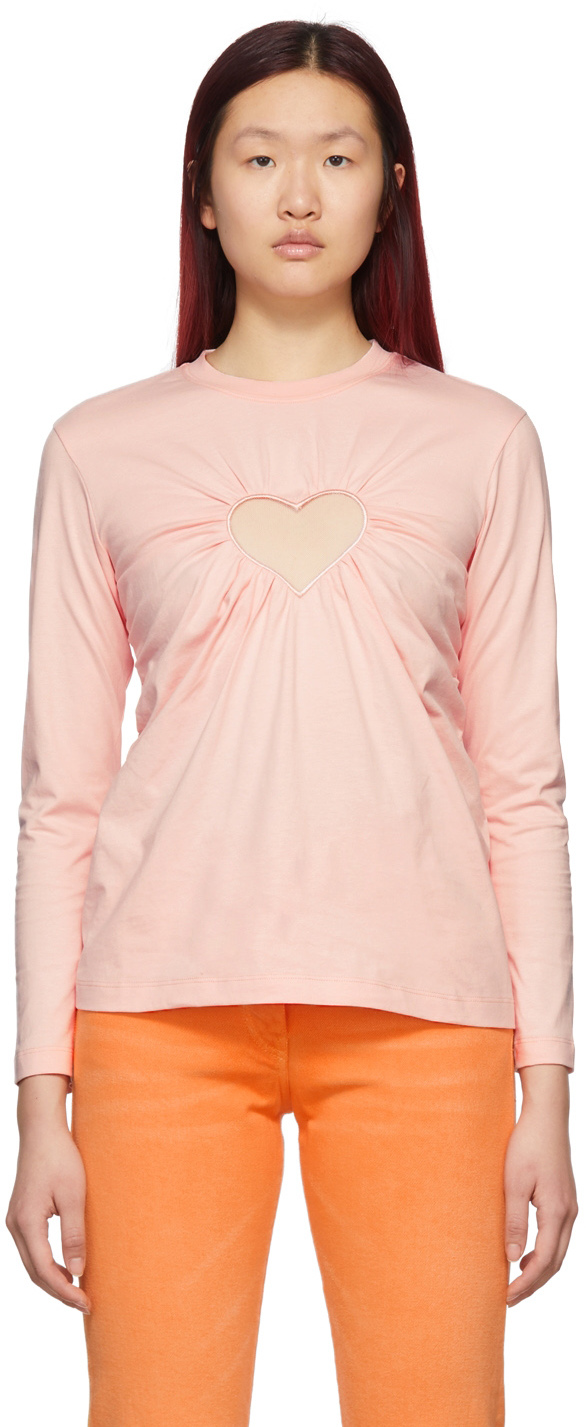 Pink Mesh Logo Long Sleeve T-Shirt