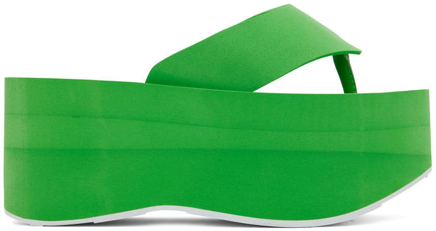 Green Rubber Platform Sandals