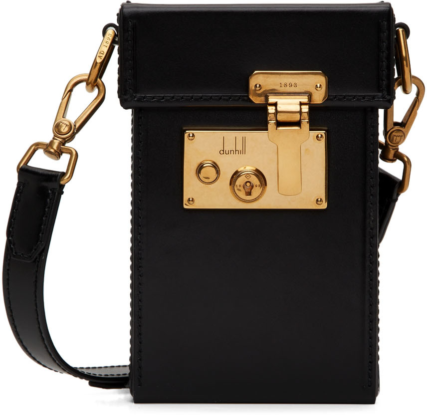 Dunhill Lock Leather Messenger Bag In Black | ModeSens