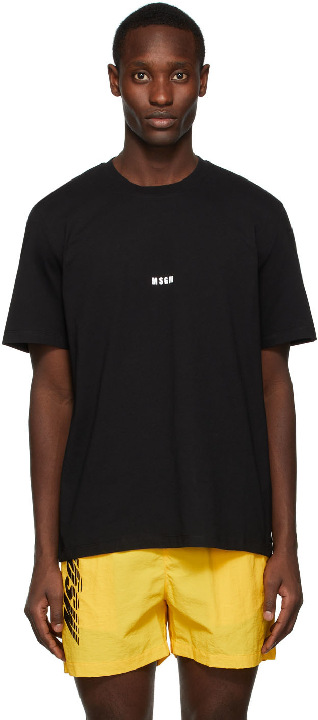 MSGM: Black & White Logo T-Shirt | SSENSE