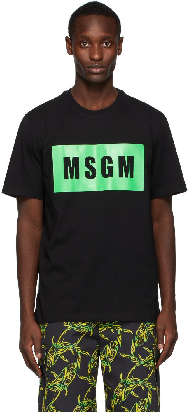 MSGM Black & Green Logo T-Shirt