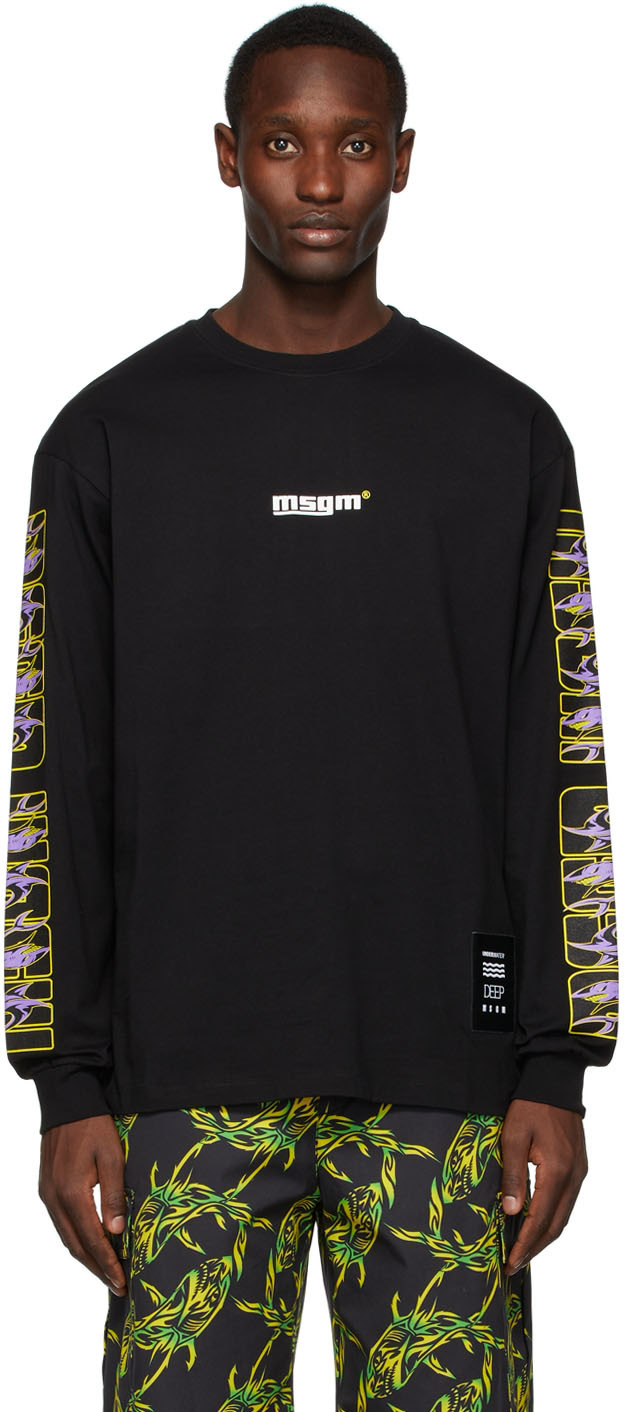 MSGM Black Logo Long Sleeve T-Shirt