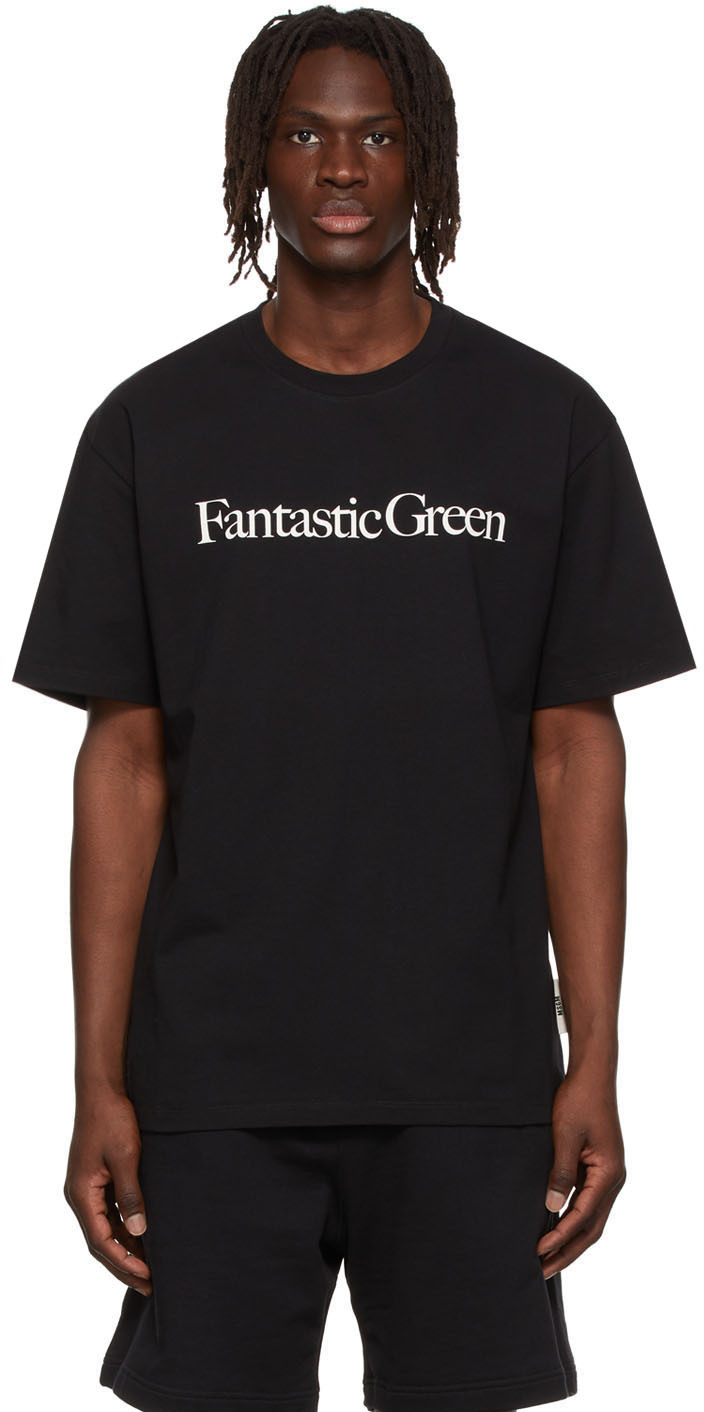 MSGM Black Fantastic Green Text T-Shirt