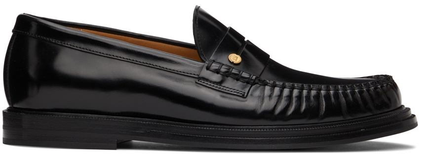 Dunhill Black Rivet Loafers In Navy