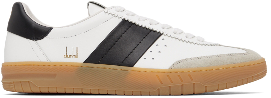 Dunhill Court Legacy Leather And Suede Sneakers In White