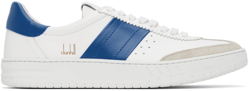 Dunhill Court Legacy Leather And Suede Sneakers In White