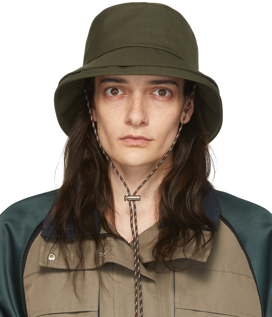 sacai: Khaki Wool Bucket Hat | SSENSE