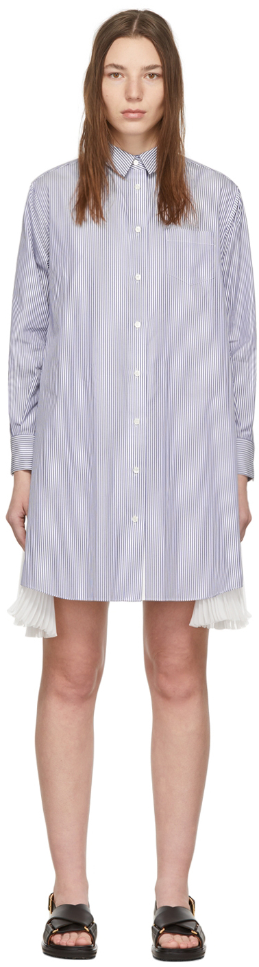 sacai Blue & White Stripe Cotton Poplin Dress | Smart Closet