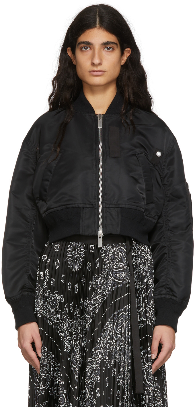 sacai: Black MA-1 Bomber Jacket | SSENSE