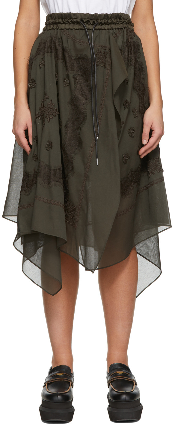 sacai drawstring midi skirt