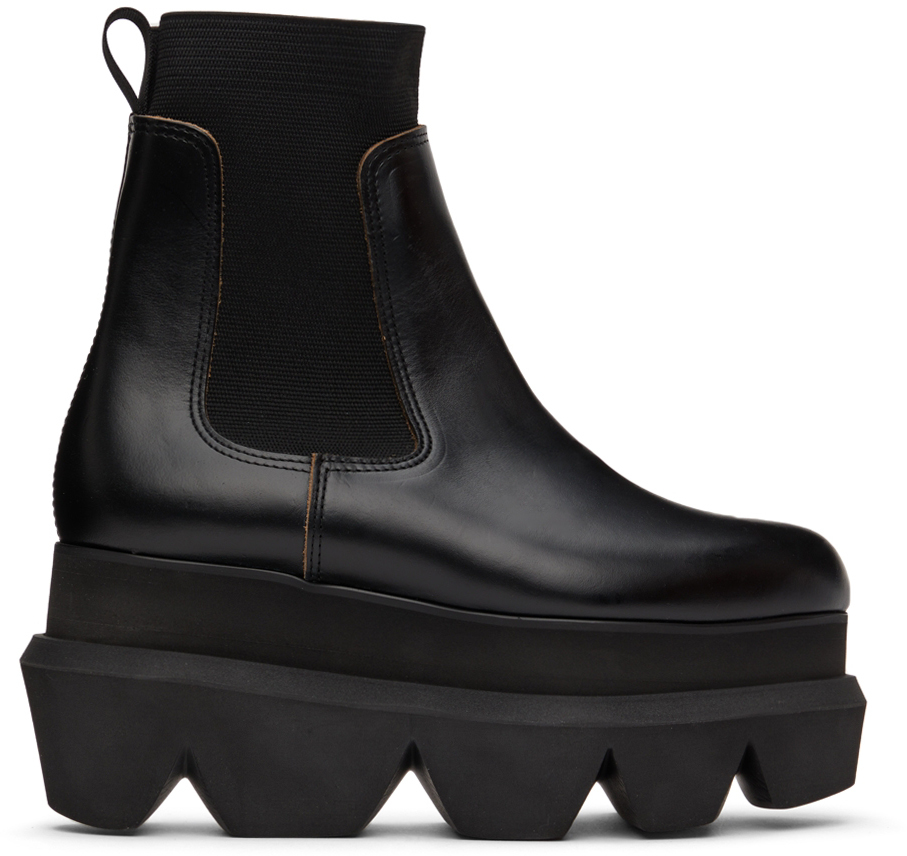 sacai: Black Platform Chelsea Boots | SSENSE Canada