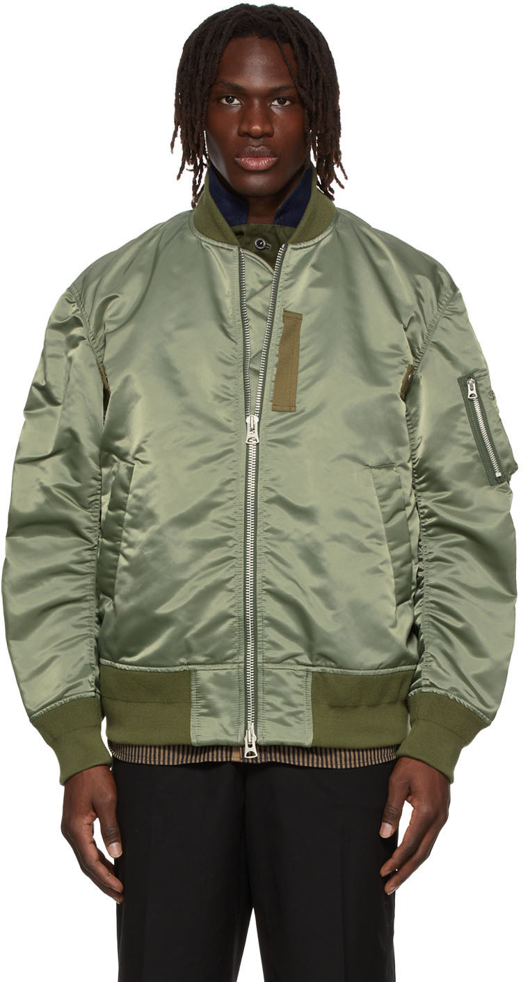 sacai Khaki MA-1 Bomber Jacket | Smart Closet