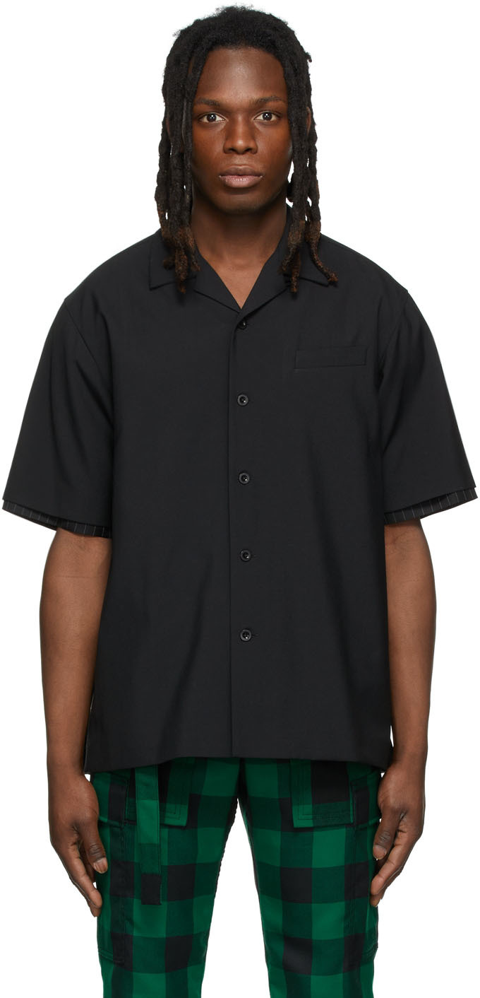 sacai: Black Suiting Shirt | SSENSE