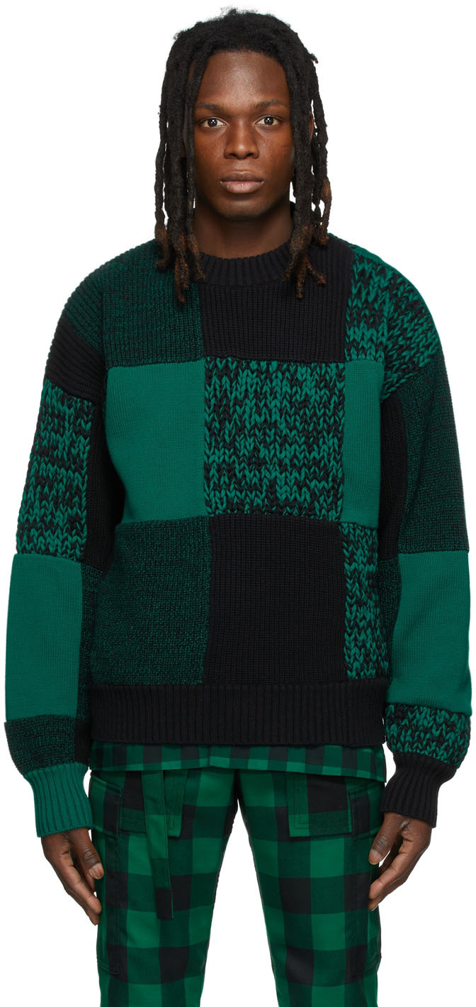 sacai: Green & Black Buffalo Check Sweatshirt | SSENSE Canada