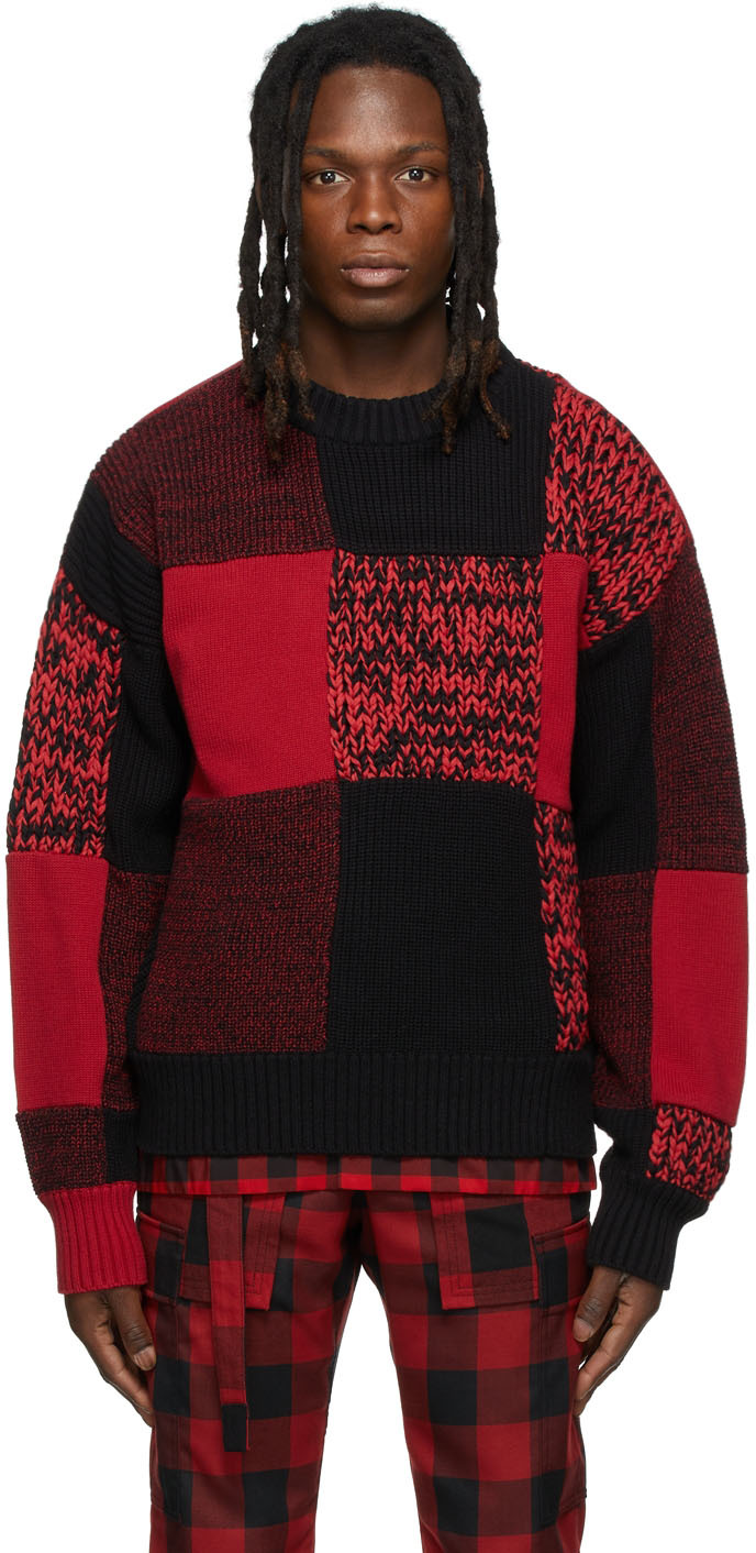 sacai Red & Black Buffalo Check Sweatshirt