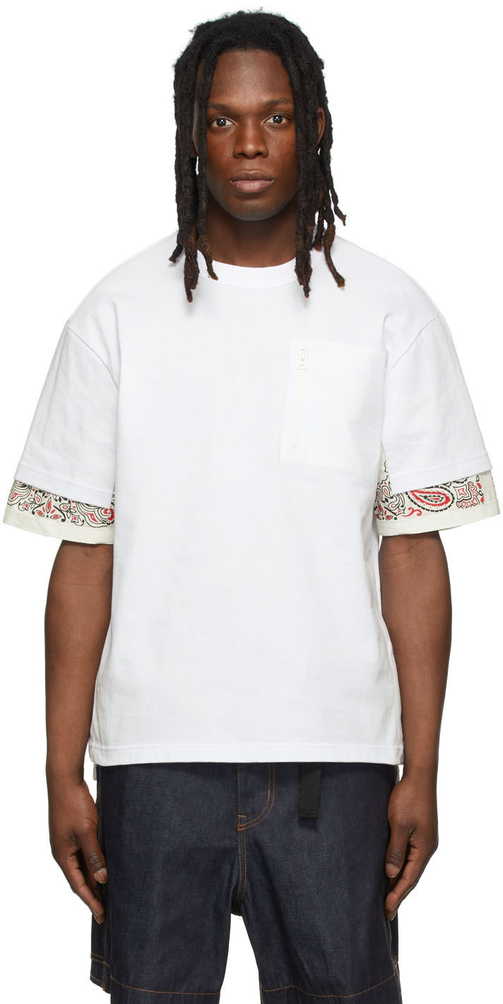 sacai White Bandana Print T-Shirt