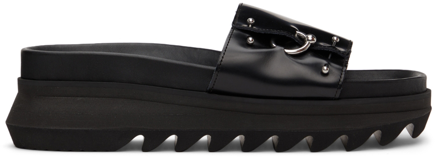 sacai Black Pierced Sandals | Smart Closet