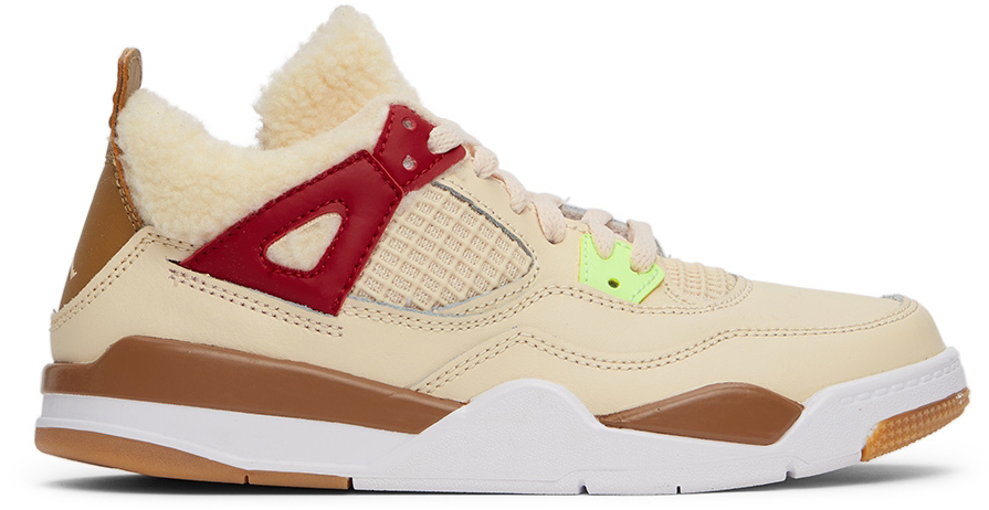 Kids Beige Jordan 4 Retro Little Kids Sneakers by Nike Jordan | SSENSE