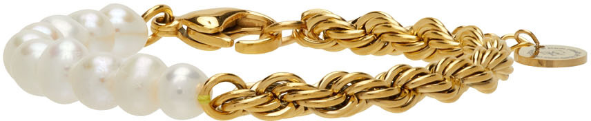 Sporty & Rich Gold Pearl Chain Bracelet