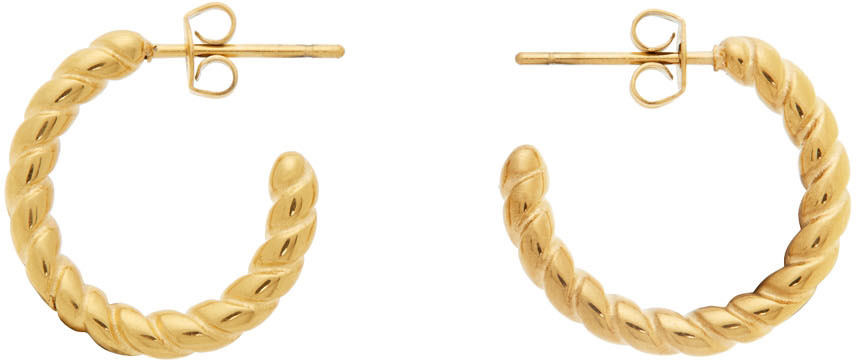 Sporty & Rich Gold Twisted Hoop Earrings