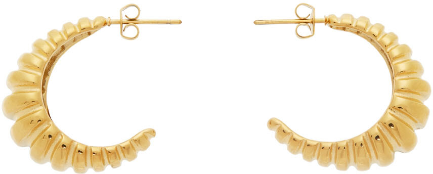 Sporty & Rich Gold Textured Hoop Earring