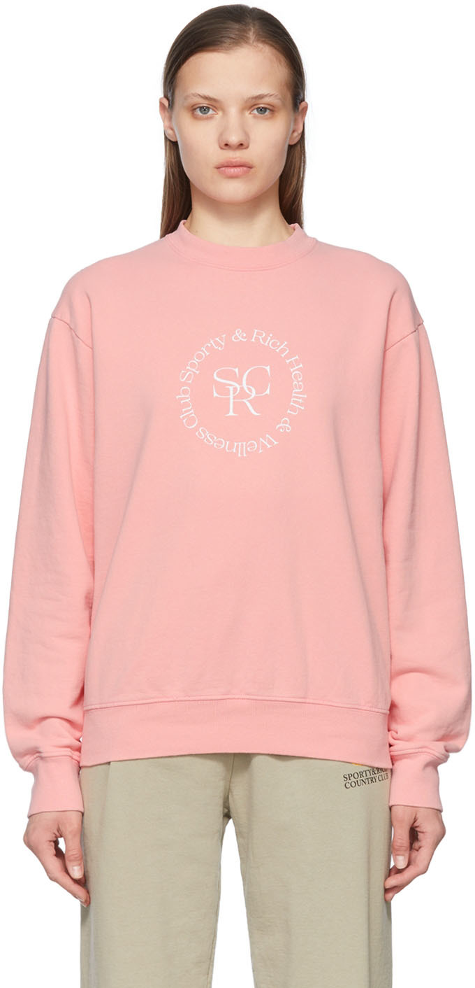 SPORTY AND RICH PINK COTTON SWEATSHIRT